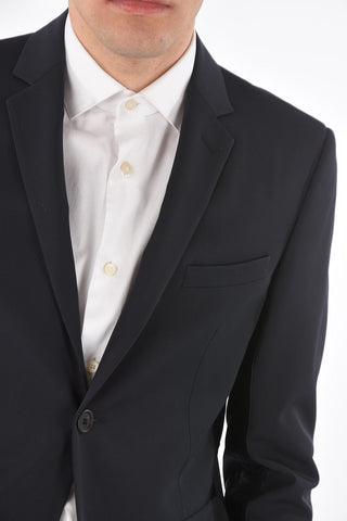 Single-breasted Virgin Wool Blazer with Logo Bands