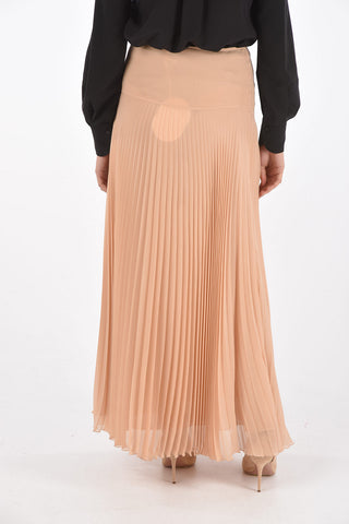 Pleated Silk Blend Long Skirt