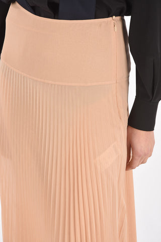 Pleated Silk Blend Long Skirt