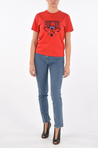 Crew Neck Embroidered T-Shirt with Paillettes