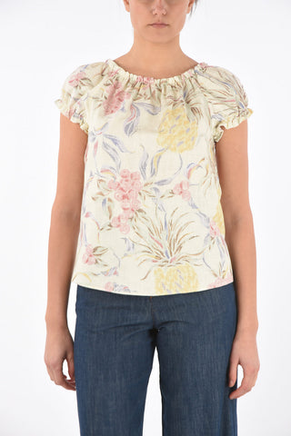 SEE BY Floral Patterned Cotton Blend Top