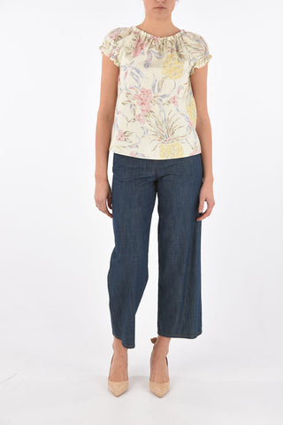SEE BY Floral Patterned Cotton Blend Top