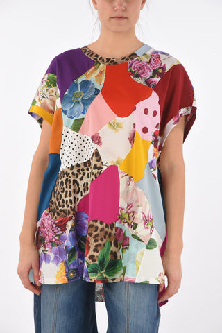 Oversized Patchwork Drop Shoulder T-Shirt