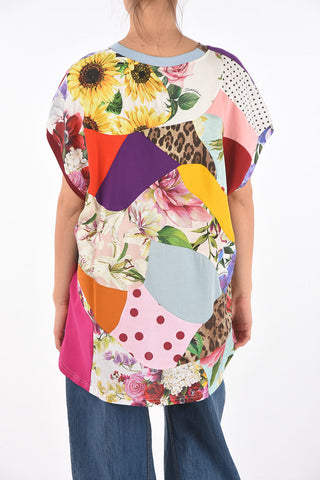 Oversized Patchwork Drop Shoulder T-Shirt