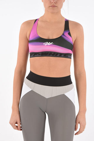 ATHLEISURE top crop motivo tie dye con banda logata