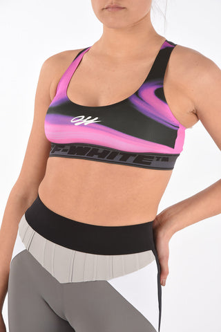 ATHLEISURE top crop motivo tie dye con banda logata
