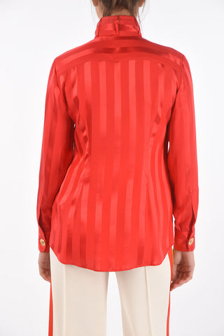 Tie Neck Silk Tuxedo Shirt
