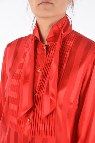 Tie Neck Silk Tuxedo Shirt