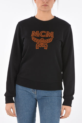 Crew Neck Terry Patch Cotton Sweatshirt