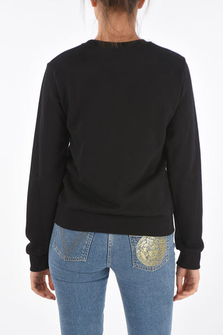 Crew Neck Terry Patch Cotton Sweatshirt