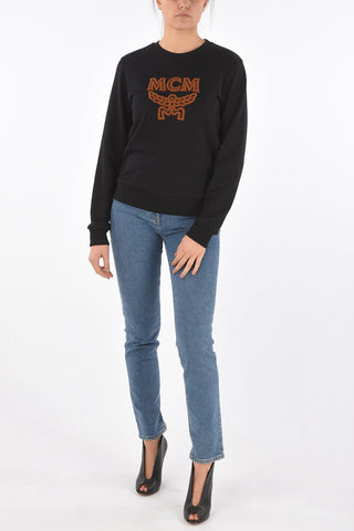 Crew Neck Terry Patch Cotton Sweatshirt