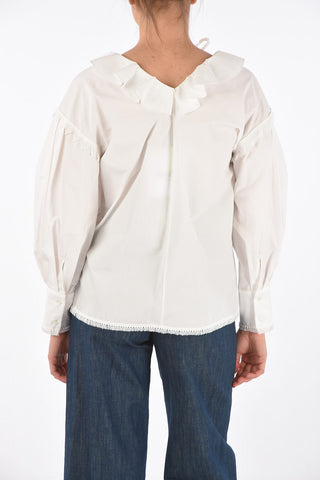 Ruffle Front Cotton Shirt