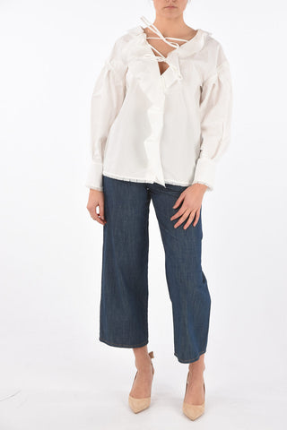 Ruffle Front Cotton Shirt