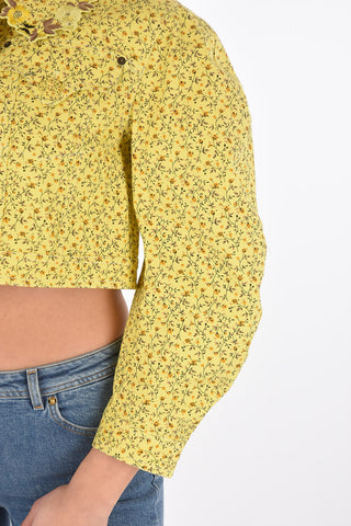Floral Printed Denim Crop Jacket