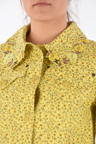 Floral Printed Denim Crop Jacket