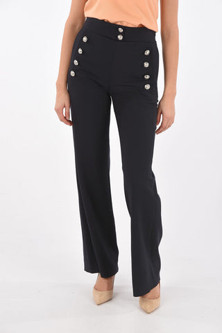 Side Zipped Double-breasted Palazzo Pants