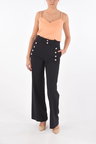 Side Zipped Double-breasted Palazzo Pants