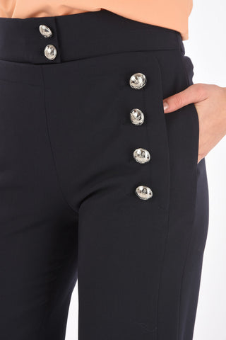 Side Zipped Double-breasted Palazzo Pants