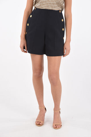 Side Buttoned Wool and Cashmere Shorts