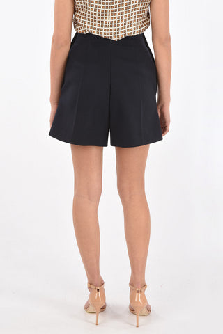 Side Buttoned Wool and Cashmere Shorts