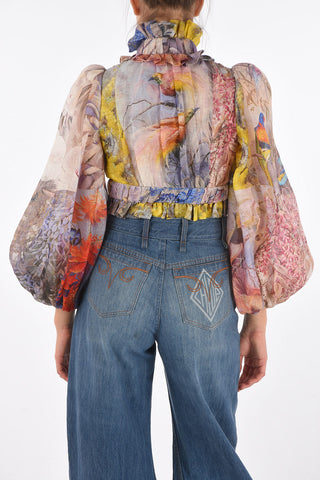 Tie Neck Linen Blend Crop Top