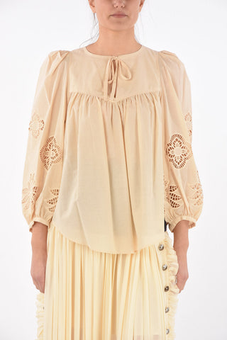 SEE BY Sangallo Sleeve Cotton Blouse