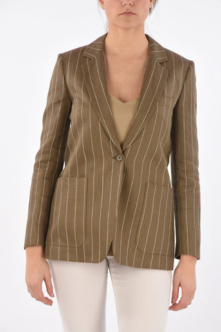 Single-breasted MARISA Pinstriped Linen Blazer