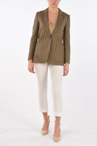 Single-breasted MARISA Pinstriped Linen Blazer
