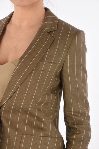 Single-breasted MARISA Pinstriped Linen Blazer