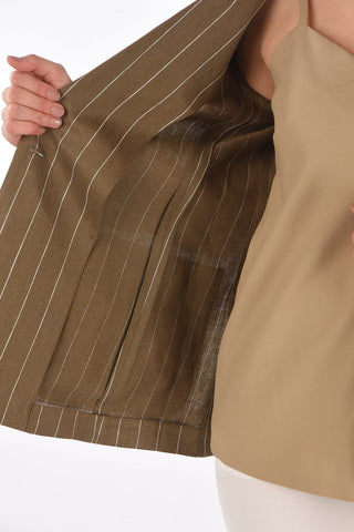 Single-breasted MARISA Pinstriped Linen Blazer