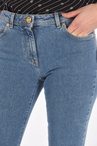 Slim Fit Jeans with MEDUSA Glittery Print