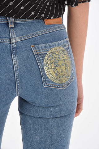 Slim Fit Jeans with MEDUSA Glittery Print