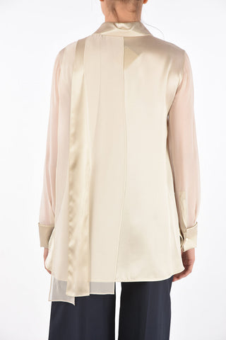 Draped MARSALA Silk Shirt