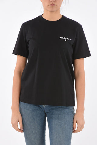Crew Neck Embroidered Logo Cotton T-Shirt