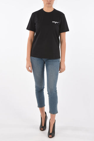 Crew Neck Embroidered Logo Cotton T-Shirt