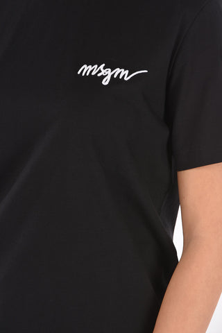 Crew Neck Embroidered Logo Cotton T-Shirt