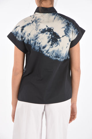Short-sleeved Tie Dye Cotton Shirt