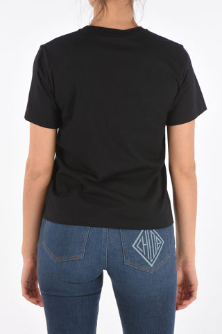 Crew Neck Embroidered T-Shirt with Paillettes