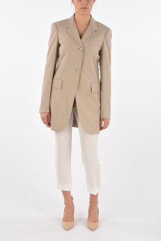 Single-breasted SALUTE Flap Pocket Long Blazer