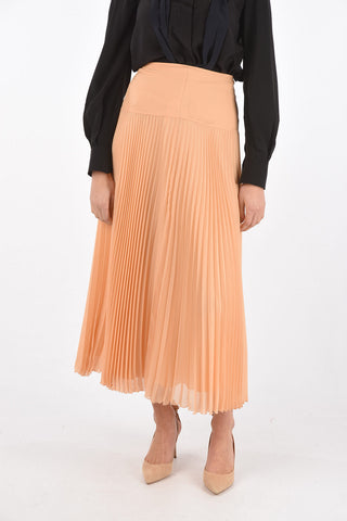 Pleated Silk Blend Long Skirt