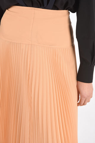 Pleated Silk Blend Long Skirt