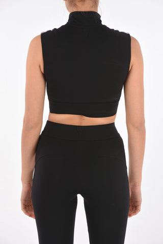 Two-tone crop top with half front zip
