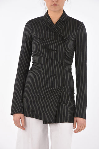 Camicia Gessata con Abbottonatura Decentrata