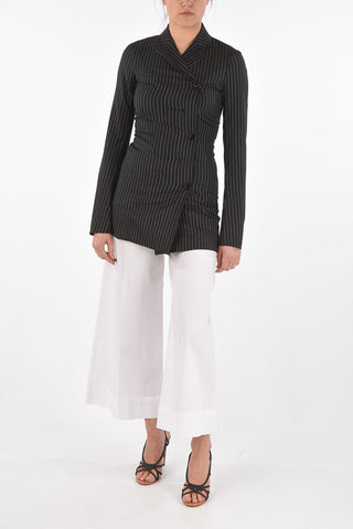 Camicia Gessata con Abbottonatura Decentrata
