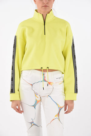 Drawstring Half Zipped Crop Sweatshirt