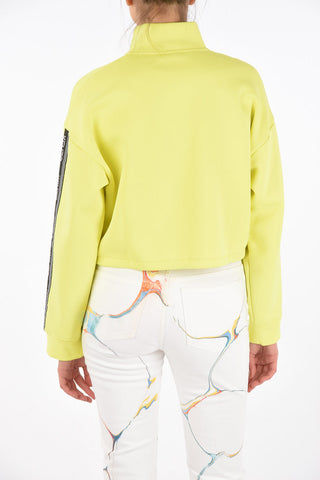 Felpa Crop con Half Zip e Coulisse