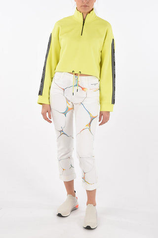 Felpa Crop con Half Zip e Coulisse