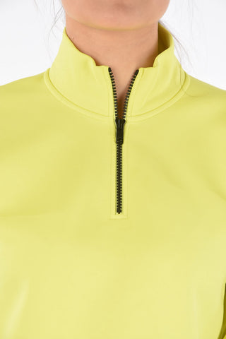 Felpa Crop con Half Zip e Coulisse