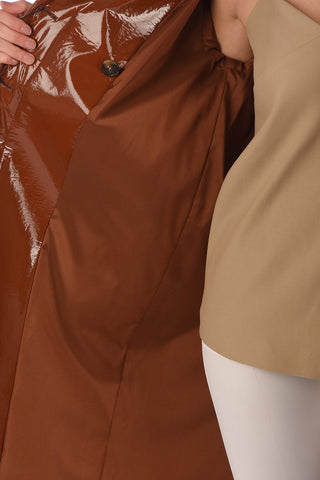 Double-breasted VODKA Eco Patent Leather Trench