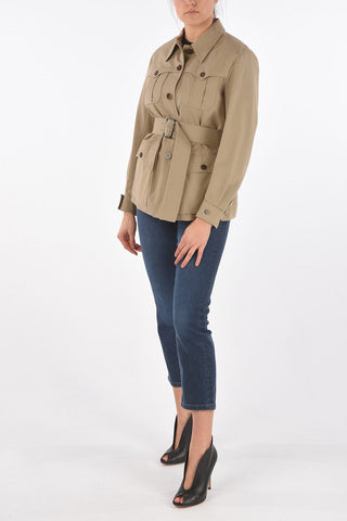 Giacca Sahariana in Denim Stretch con Cintura